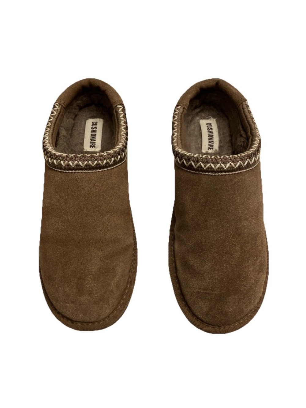 CUSHIONAIRE Women's Keto Slip-On Suede Mule Slipper Cozy Stylish Memory Brown 8. - Picture 4 of 15